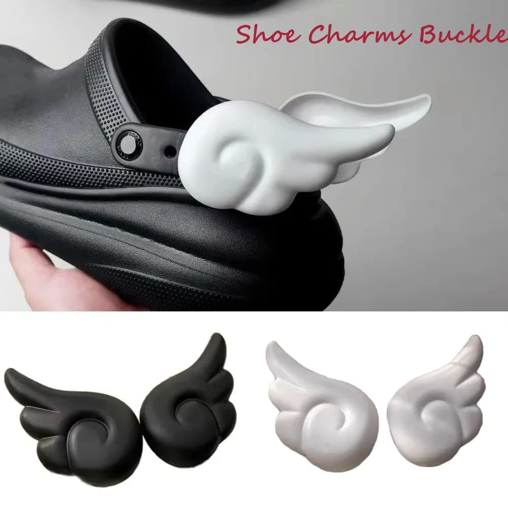 Graziosi Charm a Forma di Ali d'Angelo per Scarpe con Fori, Decorazioni Fai-da-Te, Accessori Creativi 3D per Scarpe da Ragazza