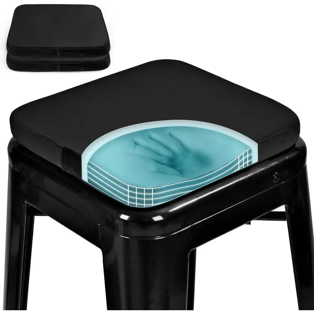 Set of 2 Magnetic Memory Metal Stool Bearings, Luxury Velvet Chair Bearings, Stackables, Anti-slip and Washables (Quadrates)