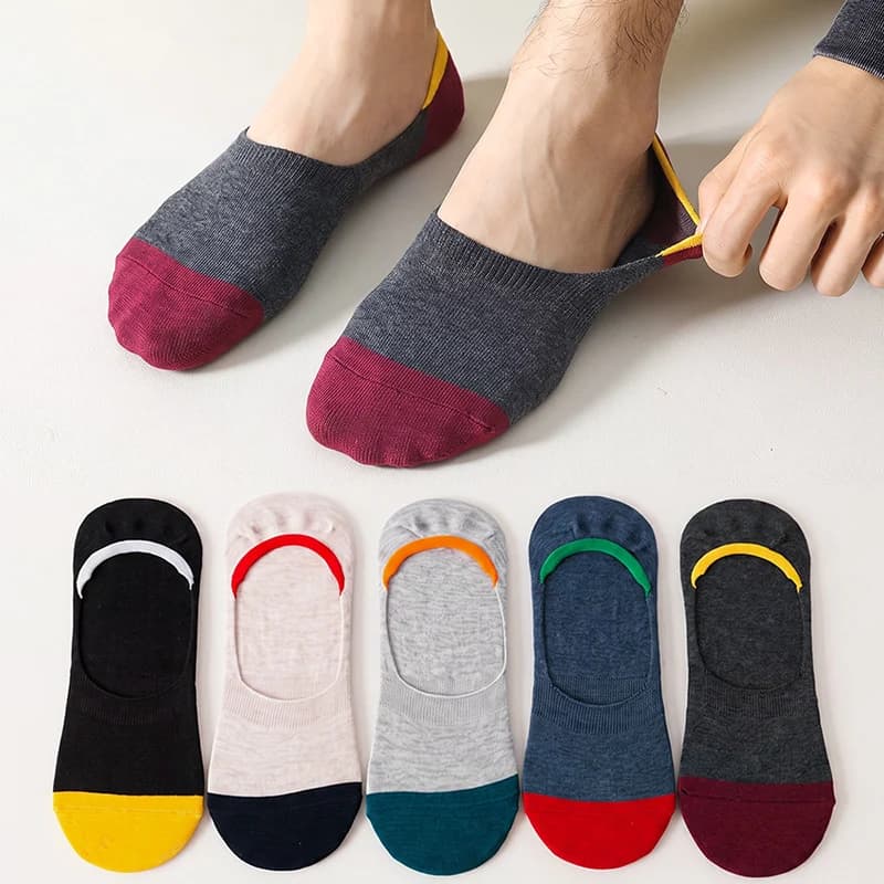 5/10 Pairs Men Invisible Socks Non-slip Silicone Male Soft Thin Cotton Summer Solid Breathable Sweat-absorbent Casual Boat Socks