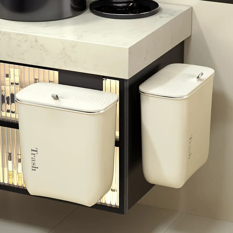1pc armadio appeso pattumiera, pattumiera domestica con coperchio, cestino di carta straccia bagno wc, forniture per la casa