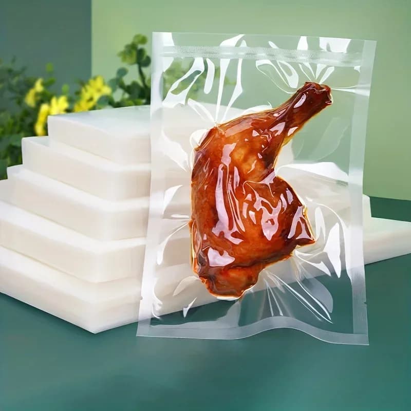 50-piece vacuum bags, disposable airtight compression bag, transparent food packing bag, for meat, fruit and vegetables