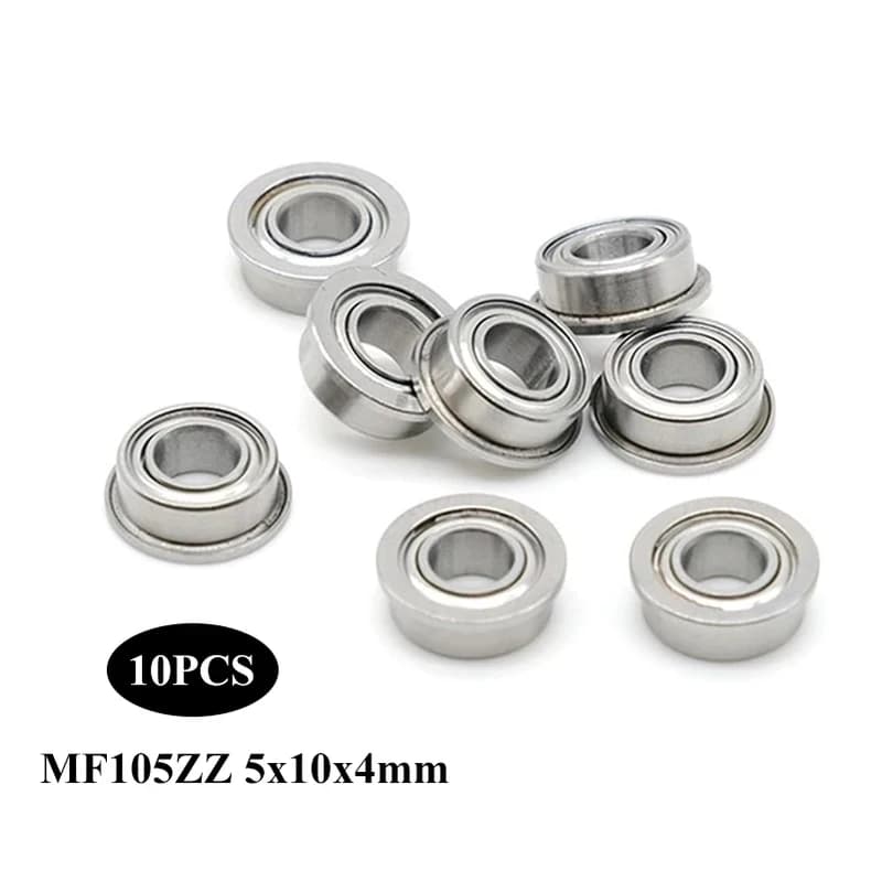 10Pcs MF105zz Deep Groove Flange Ball Bearings 5x10x4mm Double Shielded Miniature Flanged MF105 Z ZZ Mini Bearing for 3D Printer