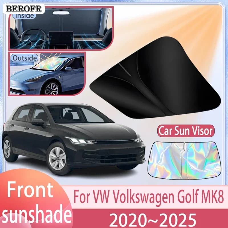 Car Sunshade For VW Volkswagen Golf MK8 2020~2025 2024 2023 2022 Front Windshield Sun Visor Cover Anti UV Protection Accessories