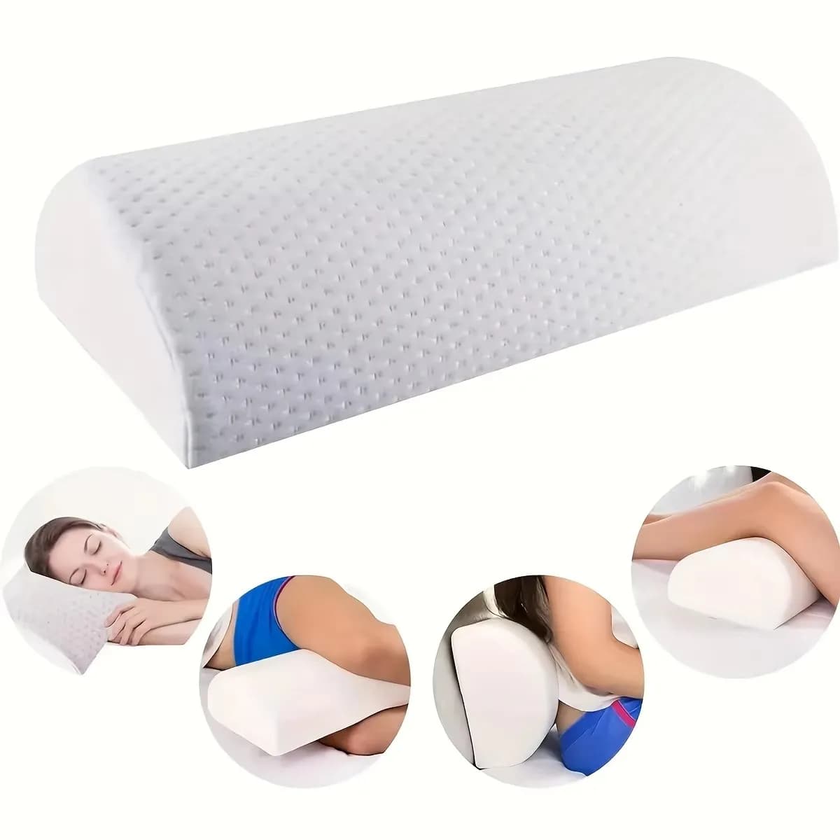 Cuscino di supporto per gambe, ginocchia e zona lombare, cuscino a mezzaluna in memory foam viscoelastico, cuscino a mezza luna, allevia il dolore alla vita