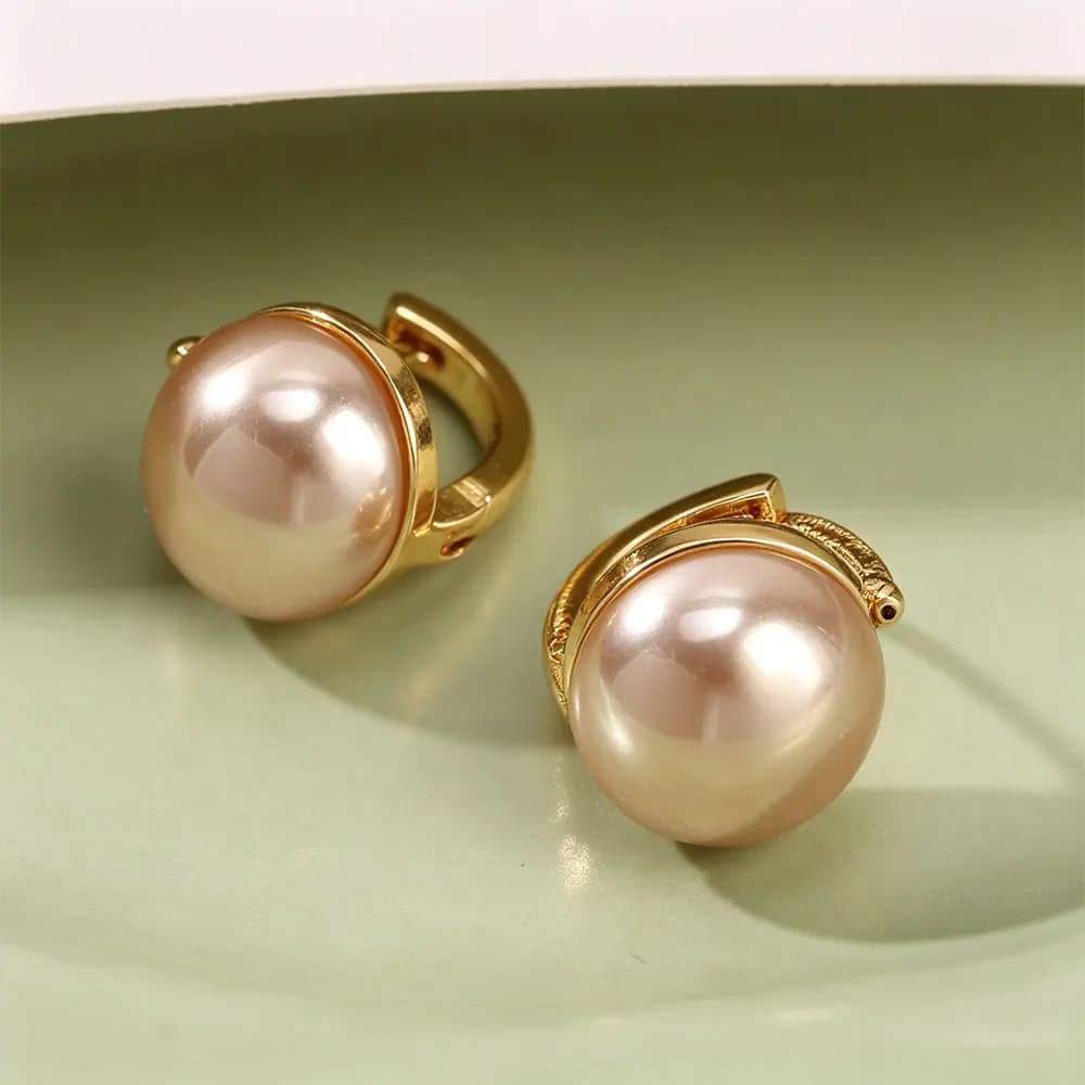 French Imitation Pearl Circel Earring Small Round Hoop Earrings For Women New Design Texture Earrings Jewelry Elegant Gift