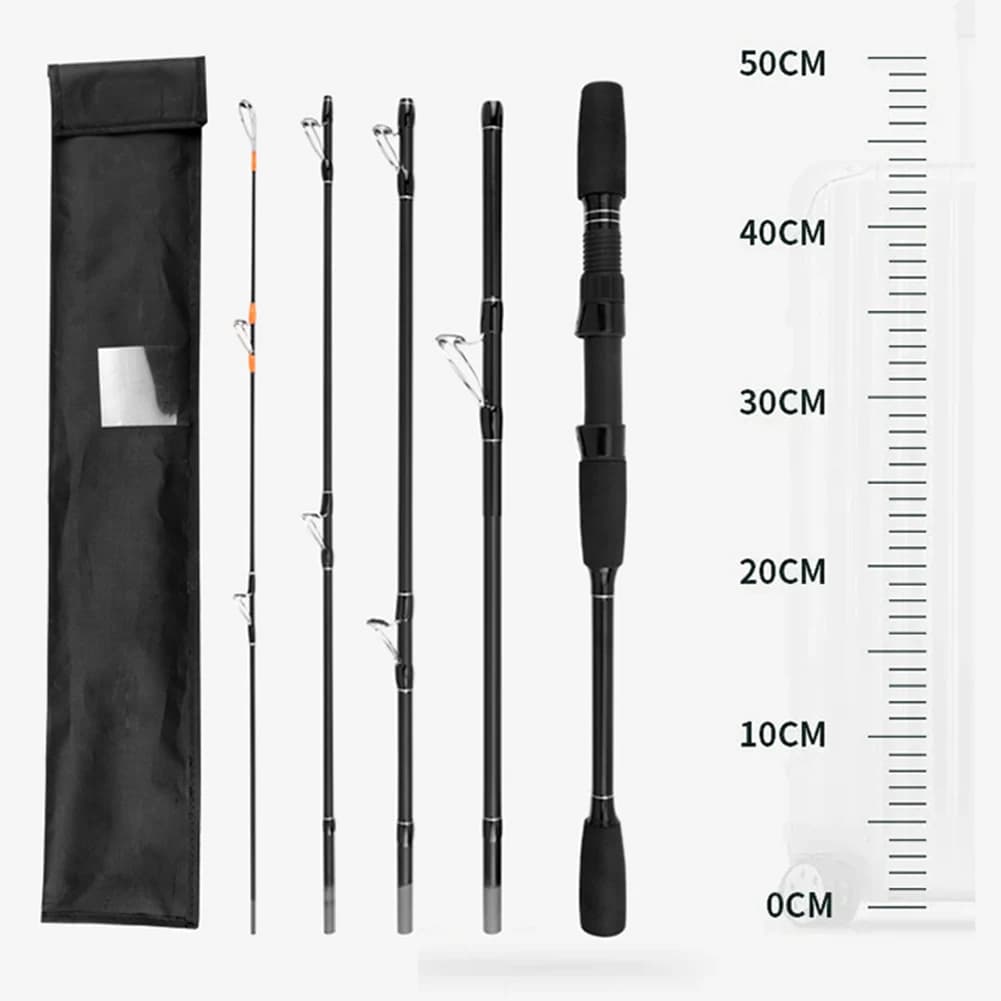 1.8M 2.1M ML Carbon Fiber Travel Fishing Rod 5 Section Portable Lure Casting Pole With Metal Reel Seat For River Lake Stream Out