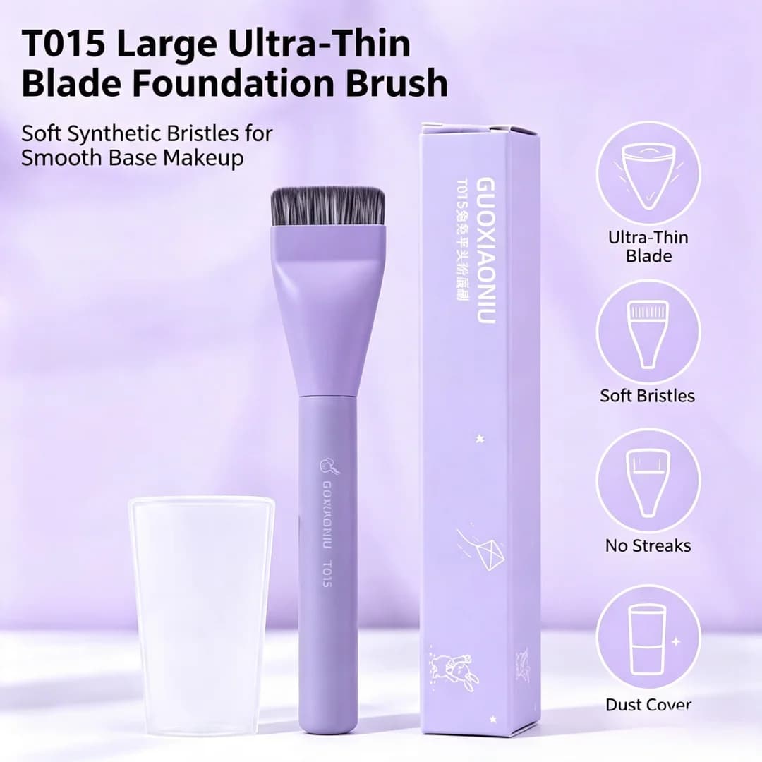 Pennello per fondotinta viola ultra sottile con testa piatta, per fondotinta liquido, correttore viso, base e ombretto da donna