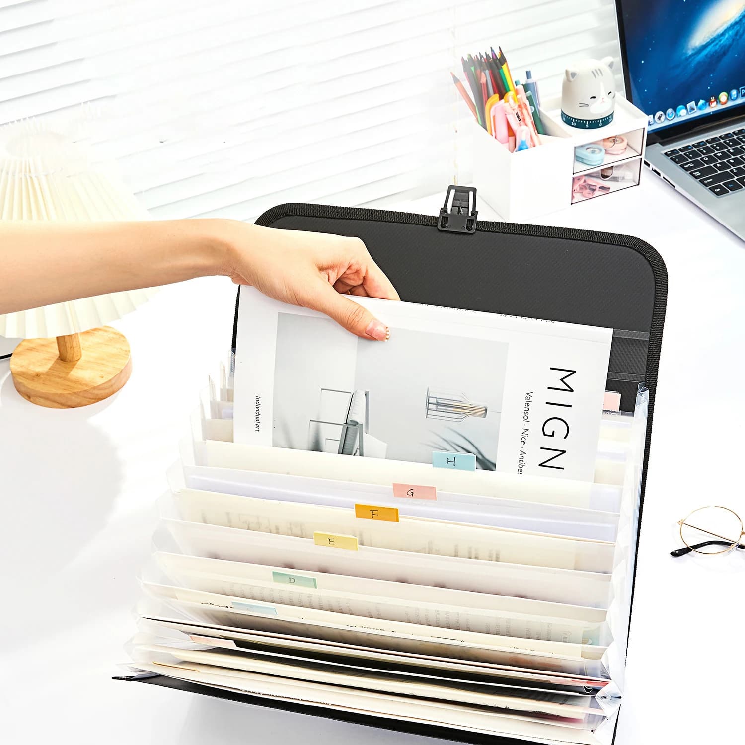 Cartella portadocumenti portatile espandibile in formato A4 con 13 tasche, custodia per documenti in carta, porta organo, custodia per ufficio e scuola