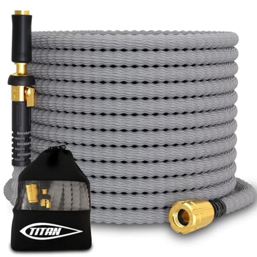 30m Ultra Lightweight Garden Tube Resistant with Brass Fittings, Casting Ugello, Anti-Piega, Non-Expandable, Durable
