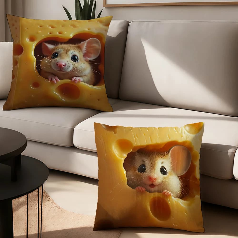 Cuscini da ufficio con federa per mouse in formaggio carino Kawaii adatti per divano, auto, camera da letto, fodera per cuscino decorativa