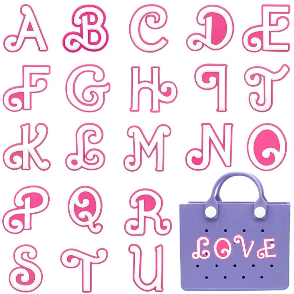 1 pz accessori con ciondolo per borsa con lettera rosa per donna, decorazione per borsa da spiaggia 26 alfabetici per ragazze, regalo con ciondolo per borsa tote