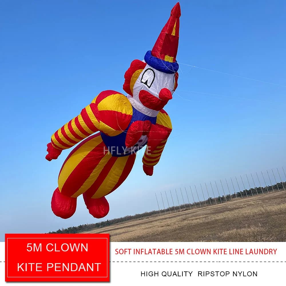 HFLY New Arrival Large 5m Clown Aquilone Line Laundry For Adults High Quality 40D Nylon Cartoon Show Aquiloni Pendant