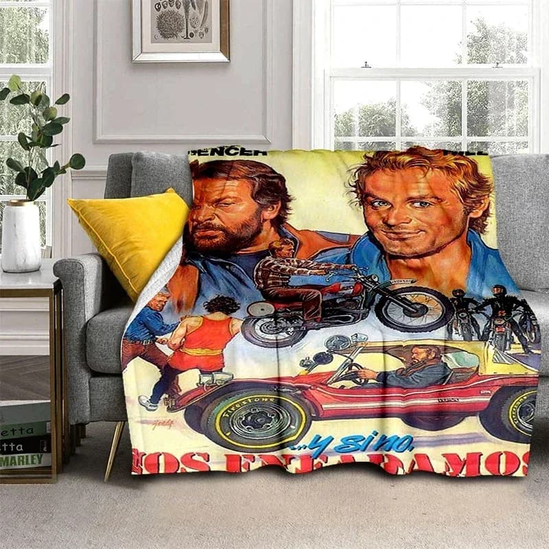 Bud Spencer Terence Hill Throws Blanket Sofa Hiking Picnic Super Soft Quilt Fashion Bed Thermal Flannel Blanket birthday gift