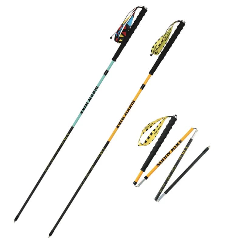 T800 Carbon Fiber Trekking Poles Ultralight Folding Hiking Running Sticks EVA Grip Tungsten Tips for Trail Hiking Mountaineering