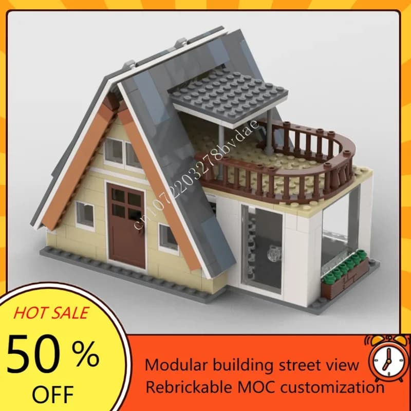 263PCS A-Frame Casa con Terrazza Balcone Modulare MOC Creativo vista stradale Modello Puzzle personalizzato Modello di assemblaggio fai da te Giocattoli Regali