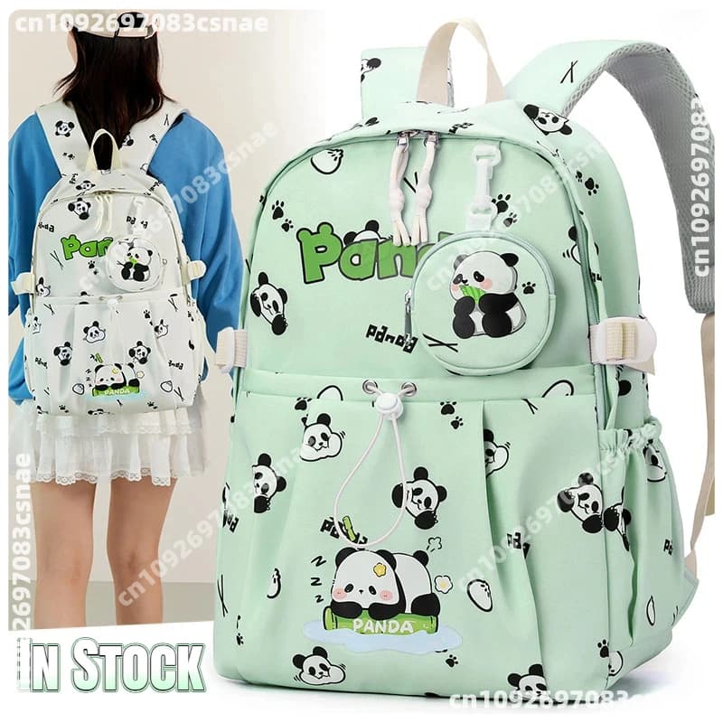 New Cartoon Panda Backpack Large Capacity Cute Cartoon Student School Bag Casual Travel Waterproof Commuting Backpack In Stock