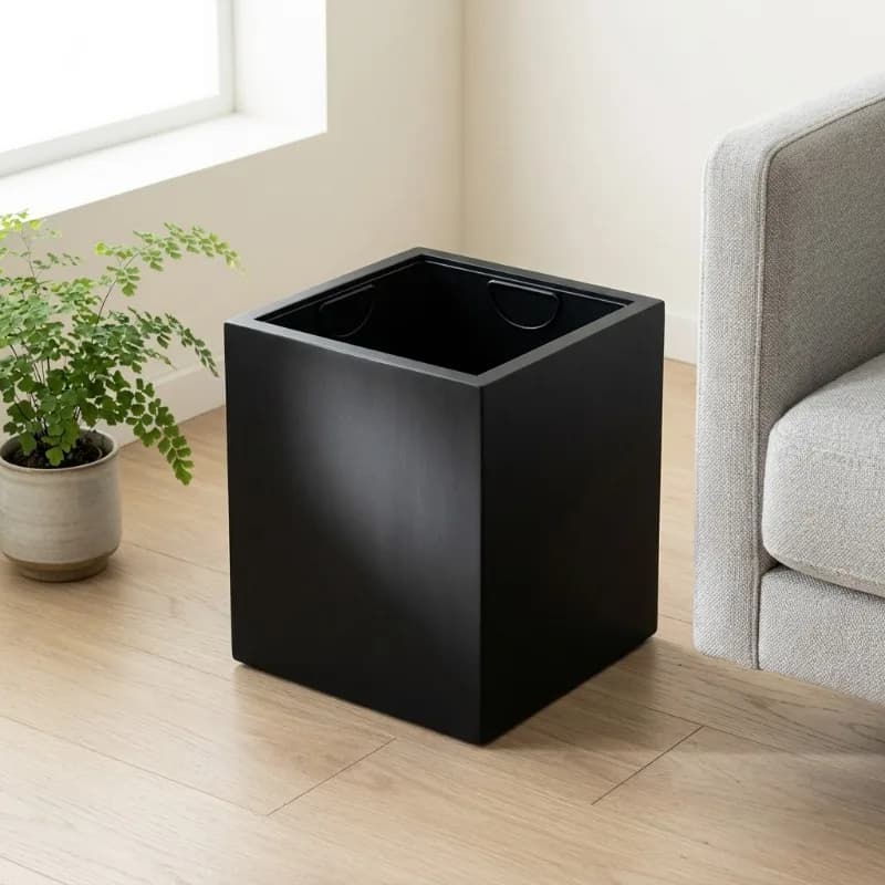 Solid Wood Trash Can Portable Movable Rectangular Bathroom Trash Cans Minimalist Creative Waste Bins Household Wastes Bins