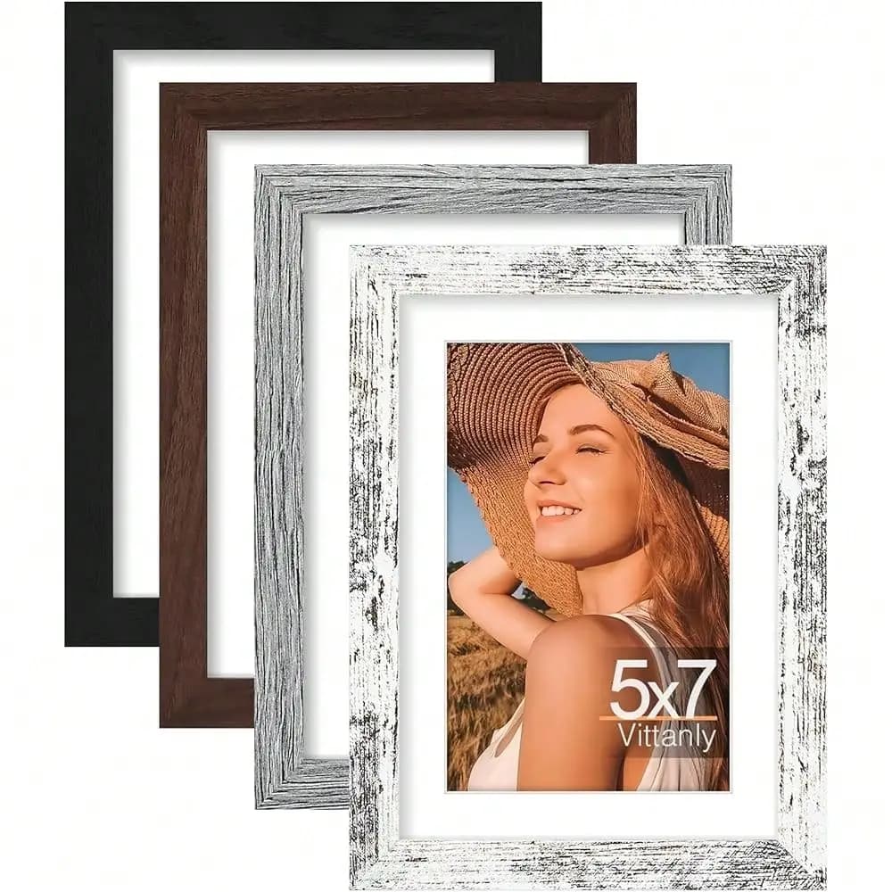 Set of 4 frames for 9x12 photo, to display 6x8 photos with or without passepartout, set of wall frames for art gallery.