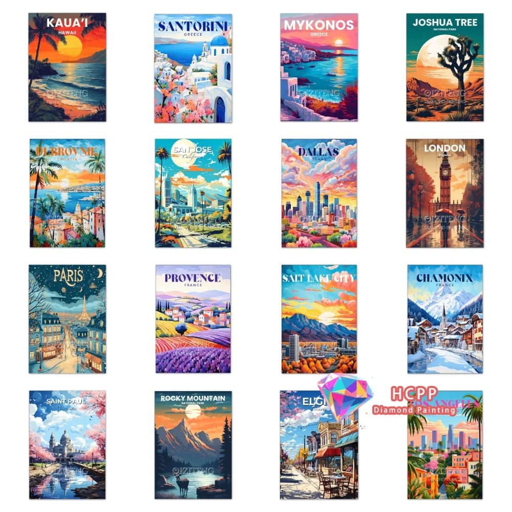 Beautiful Travel City Diamond Painting Kit Square Round Diamond 5D DIY Famous Scenic Spots Mosaic Handmade Art Gift Home Decor