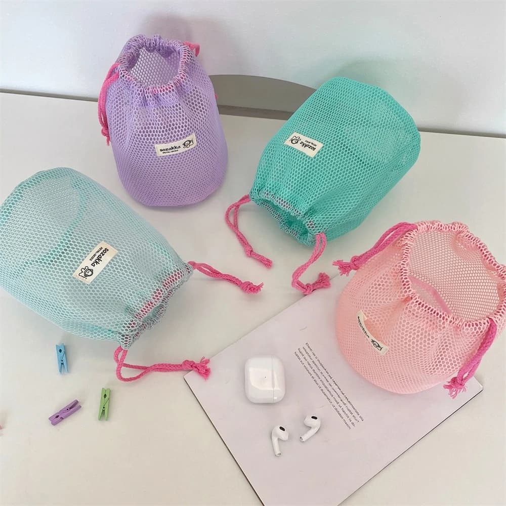 Large Capacity Network Drawstring Bags Women Cosmetic Bag Portable Makeup Bag for Washing Organizer Travel Organizer Packing Bags