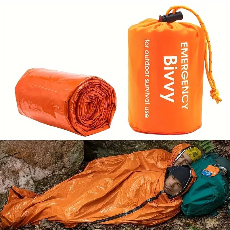 2 Sacchi Termici di Emergenza Impermeabili, Coperta di Sopravvivenza Leggera, Sacco Bivy per Campeggio, Escursionismo e Attrezzatura d'Emergenza