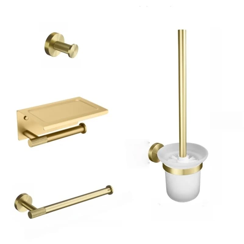 Brushed Gold Hardware Kit Wall Mount Towel Holder Toilet Paper Roll Holder Bathrobe Set of bathroom accessories