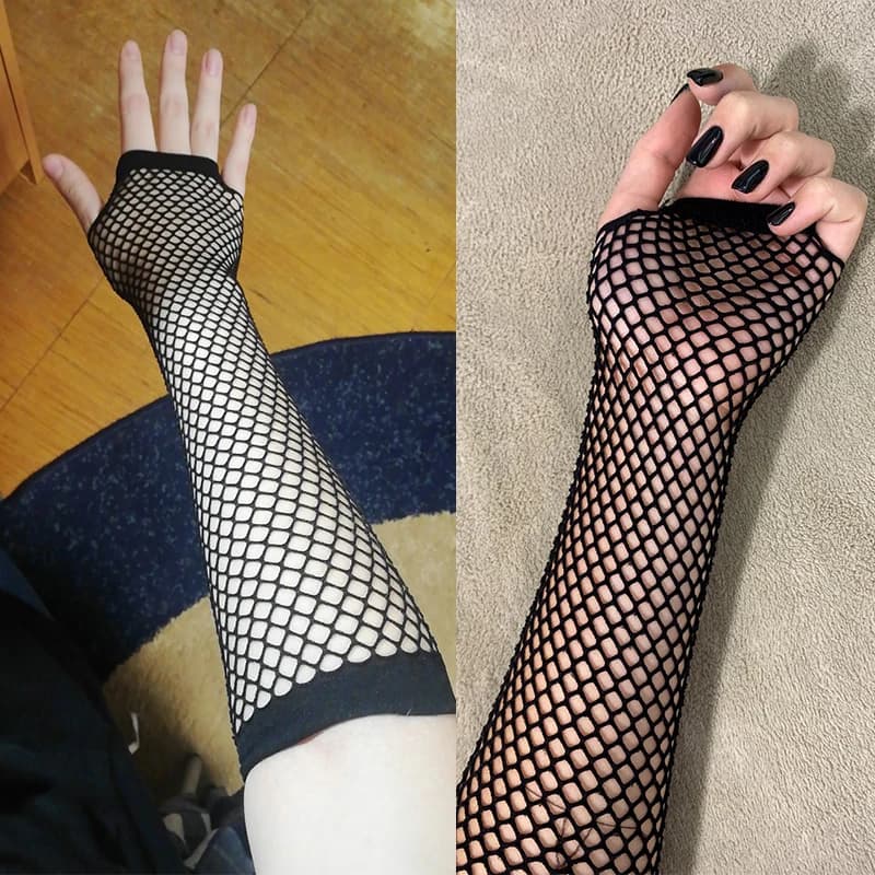 Guanti Lunghi Senza Dita in Rete Neon alla Moda per Donna, Polsini per Gambe e Braccia, Accessorio per Feste e Travestimenti, Scaldabraccia Sexy e Belli per Donne