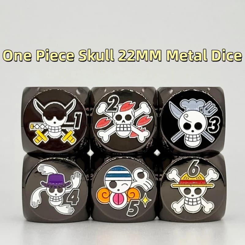 Dado in Metallo Multifaccia Serie One Piece Skull 22MM per DTCG OPCG PTCG, Dado a Sei Facce Dedicato a Monkey D. Luffy per Giochi da Tavolo, Giocattolo Regalo