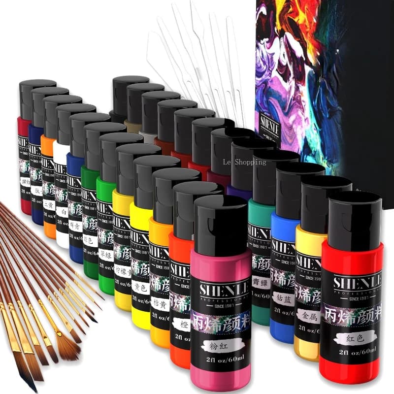 60ml Acrylic Paint Matte 24 Colors Waterproof Handmade DIY Graffiti Painting Pigments Stone Art Supplies Painting Enthusiast
