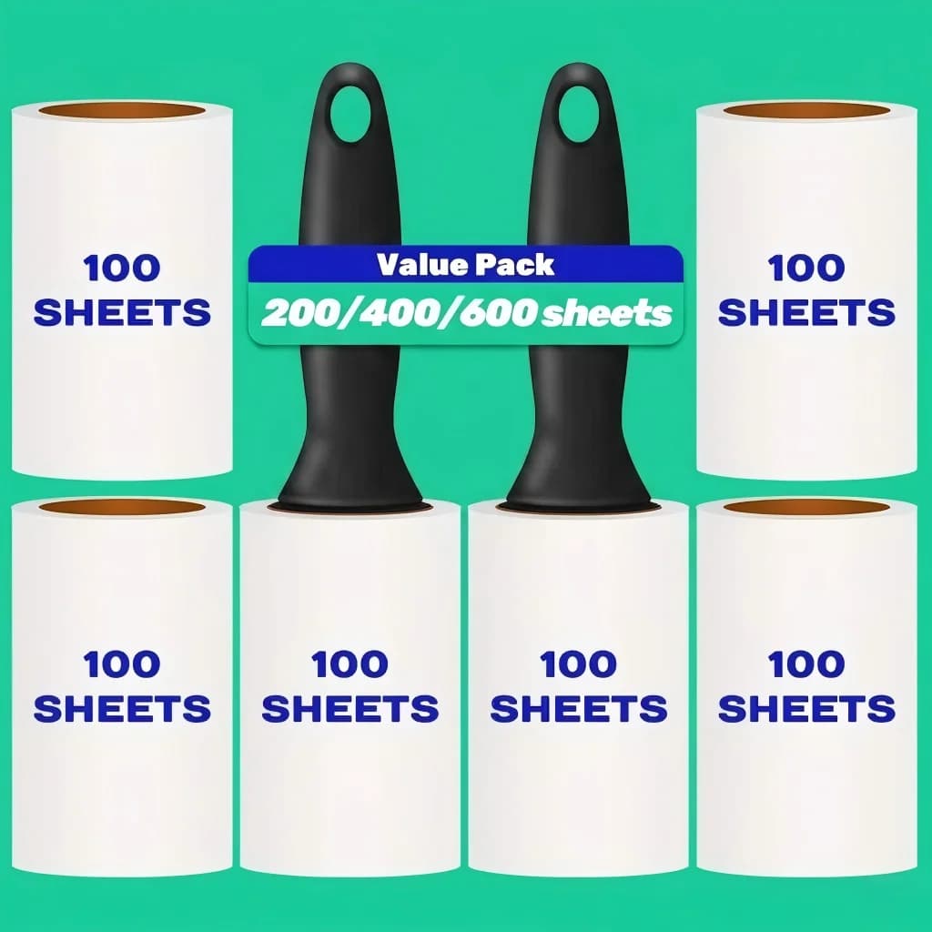 1/2 Handles+200/400/600 Sheets | 400 Sheets Separately | Lint Roller Refills - Extra Sticky Tearable Sticky Lint Remover for Pet