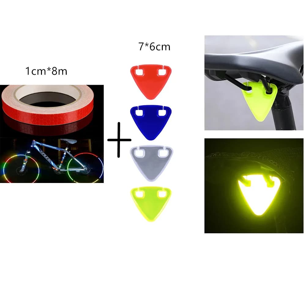 2 Pezzi Riflettenti Ultraleggeri in TPU a Forma di Triangolo e 1 Striscia Riflettente in PVC, Riflettore Luminoso per Casco da Ciclismo, Moto e Scooter