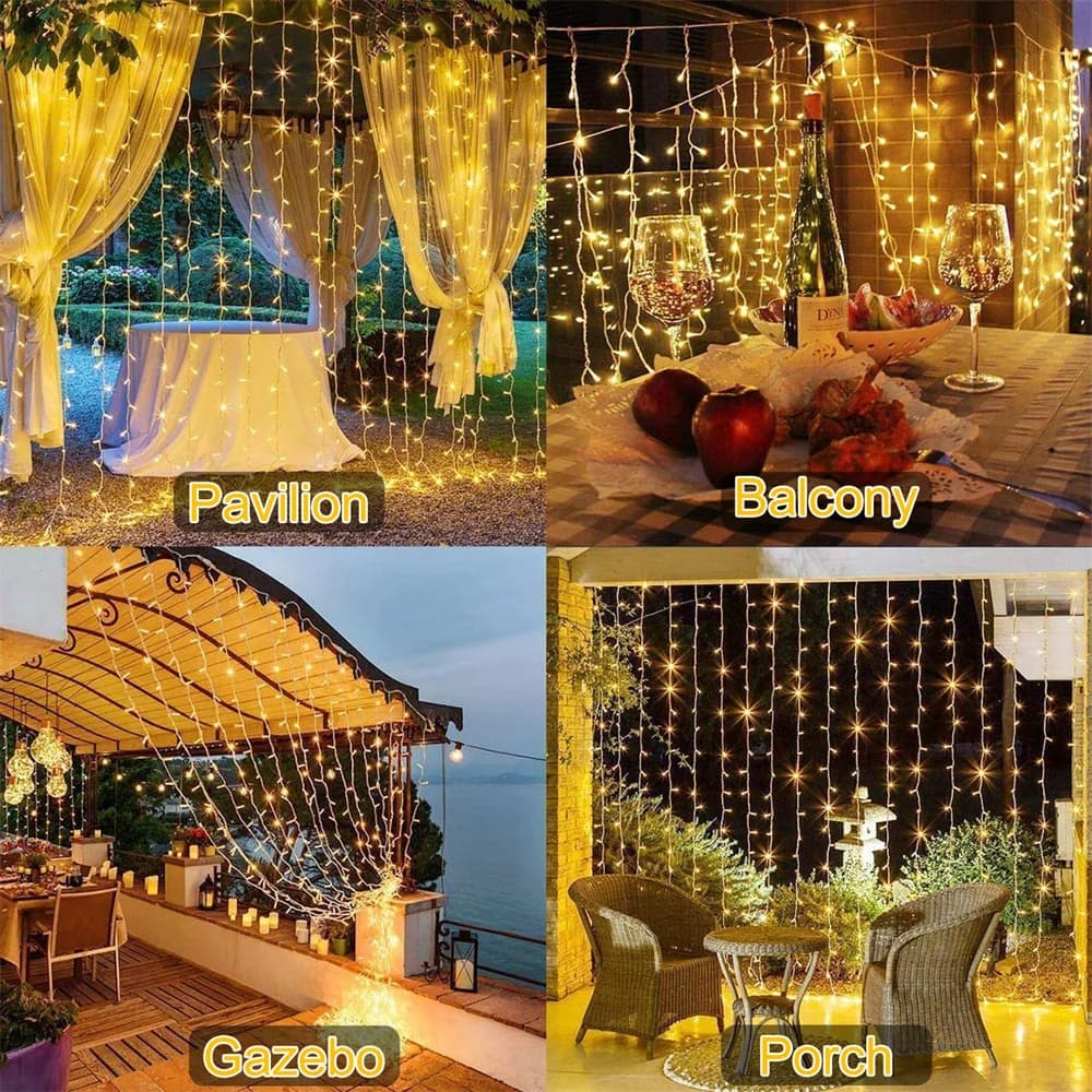Solar LED Curtain Lights Christmas Fairy Garland String Light Xmas New Year Wedding Party Decoration Outdoor Garden