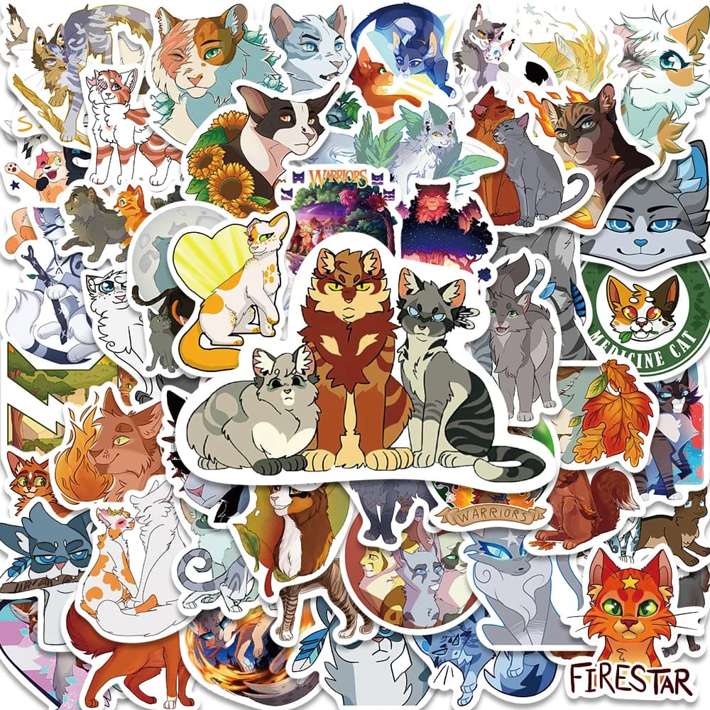 52 pezzi Warriors Cats Romanzo Anime Cartoon Graffiti adesivi decalcomanie cancelleria laptop frigorifero valigia skateboard adesivo per telefono