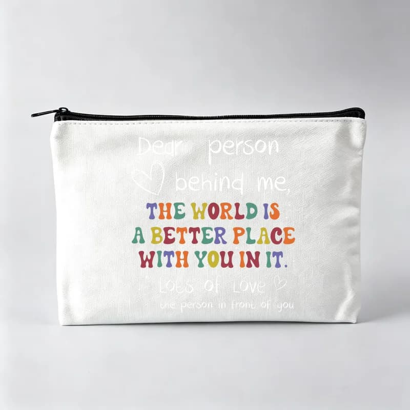Borsa per il Trucco in Tela con Slogan per Donne, Pochette Cosmetica con Stampa Tipografica per Uso Quotidiano