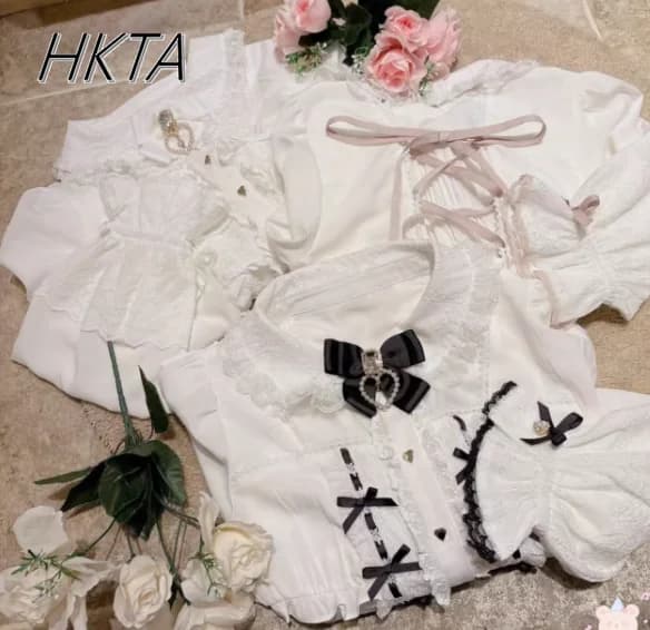 Camicia Liz in stile giapponese Donna Ragazza Lolita Camicetta 2025 Estate Nuovo amore Ciondolo Fiocco in pizzo Miniera Camicie a maniche lunghe Top bianco Mujer
