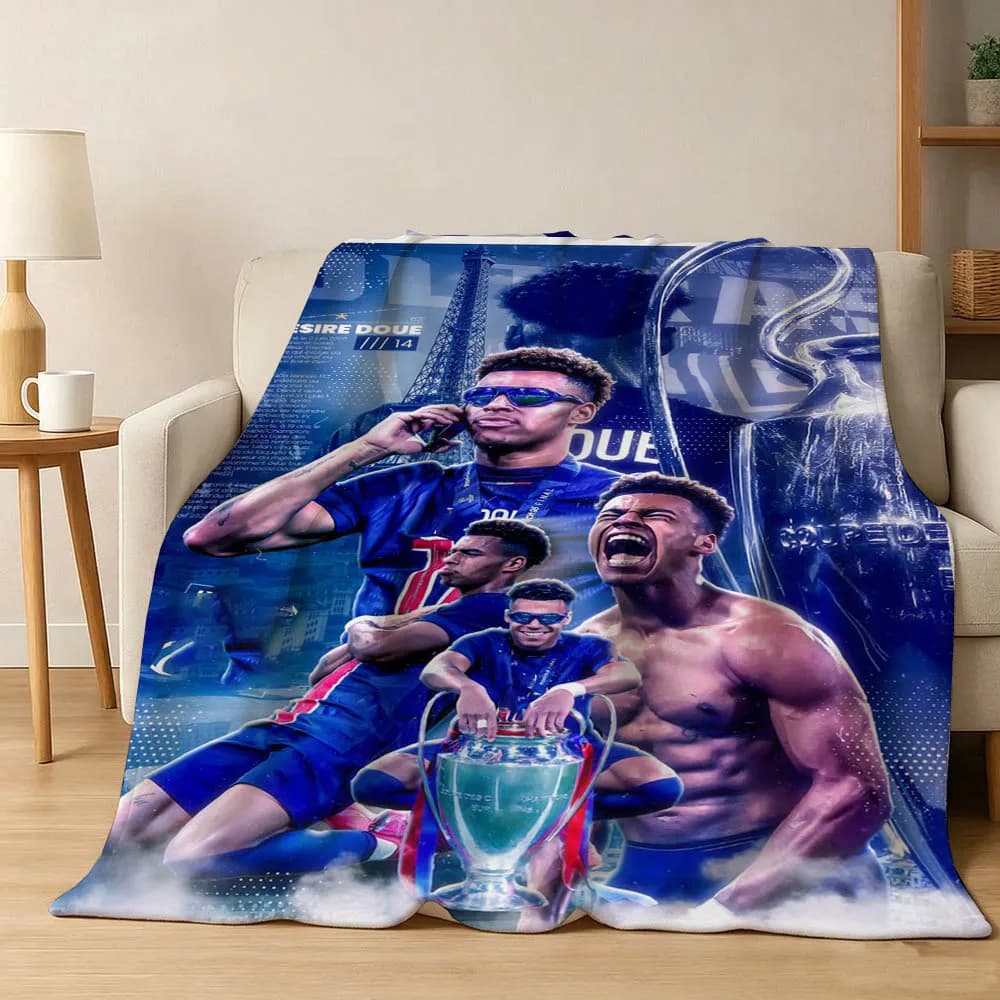 3D D-Desire D-Doue Football Star Blanket Flannel Blanket Soft Throw Art For Home Bedroom Decor Sofa Naps Picnic Halloween Gifts