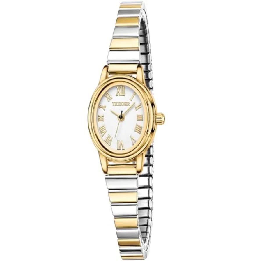 Piccoli orologi in oro per donna, orologio analogico da donna con quadrante facile da leggere, cassa ovale, cinturino in acciaio inossidabile, orologio impermeabile