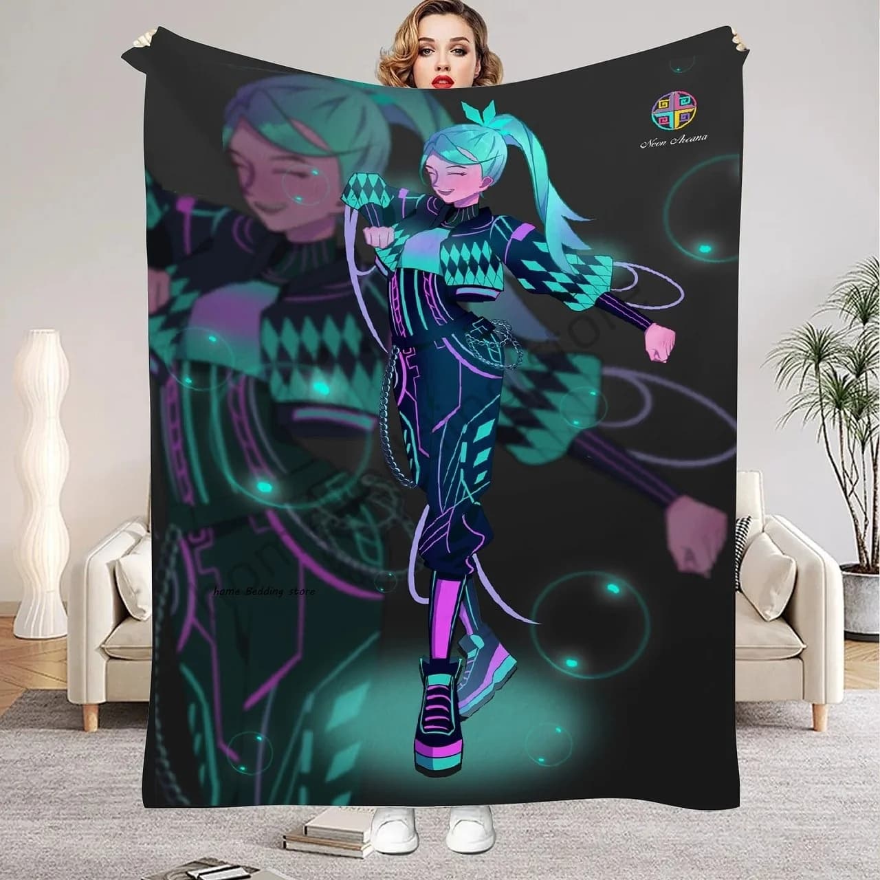 Coperta Nari K-Pop NEON ARCANA, Coperta Plaid per Ragazze e Ragazzi, Regalo per Bambini, Coperta da Letto con Stampa 3D, Decorazione Regalo per Ragazze