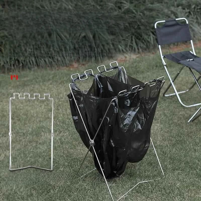 Supporto per Sacchi della Spazzatura in Metallo per Campeggio all'Aperto, Porta Rifiuti per Cucina Domestica, Supporto per Barbecue, Organizzatore Resistente