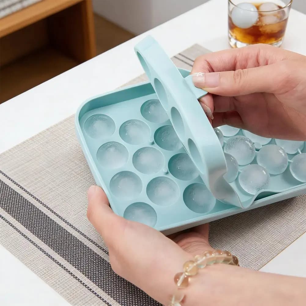 25 Grids Silicone Ice Grid Ball Ice Cube Mold with Cover Ice Storage Box Easy to Demould Bar Home Party Kitchen Tools
