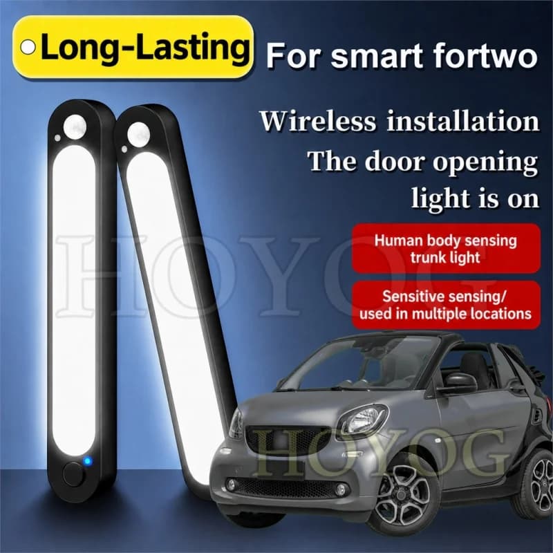 For smart fortwo 2014-2024 Car Boot Light LED Lamp Motion Sensor No Drilling Stick On Trunk Cargo Light Sedan Interior Cabin