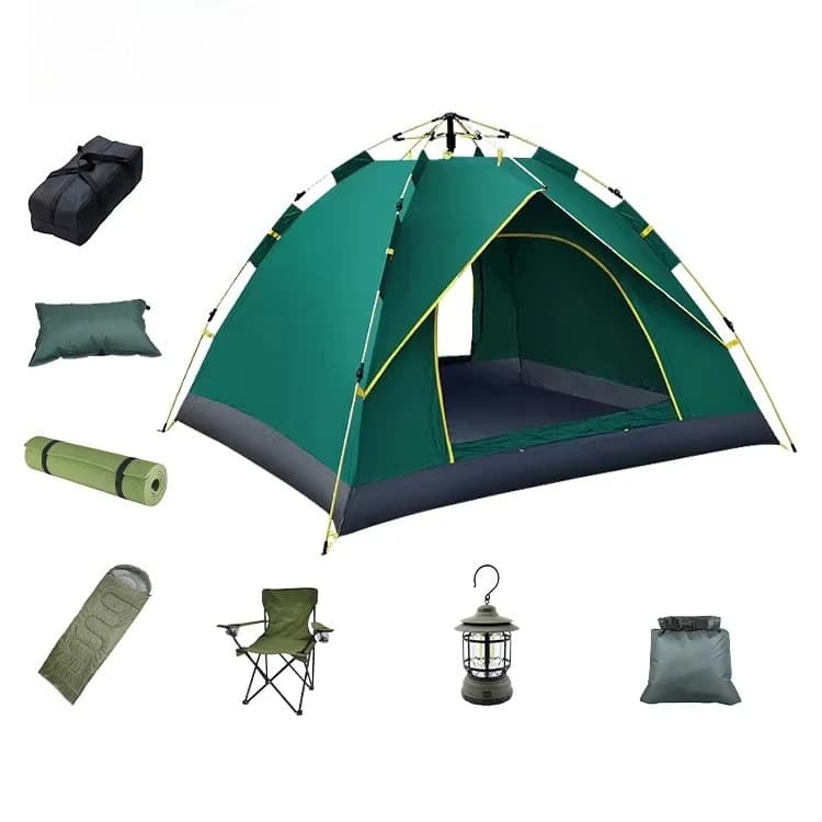 Set of 13-piece camping tents, combo set for 2 3-4 people with sleeping bag, chair, mat, pillow, lantern