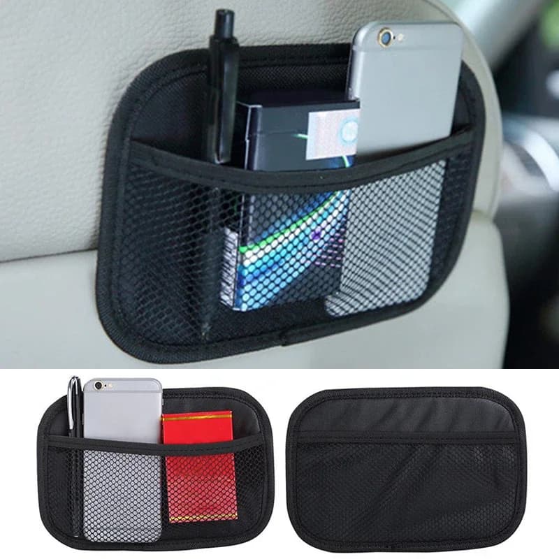 Car Interior -Up Mesh Net Bag For Phones Keys Wallets Pens And Small Essentials Without Screws Or Drilling Required