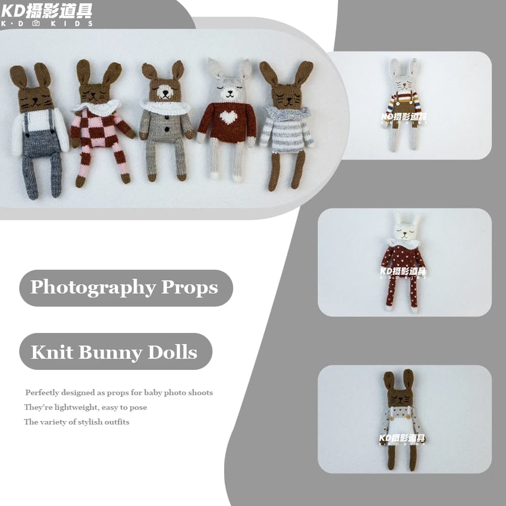 Accessori per Fotografia Neonati, Mini Coniglietto in Peluche Lavorato a Mano, Simpatici Animali Imbottiti per Servizi Fotografici in Studio
