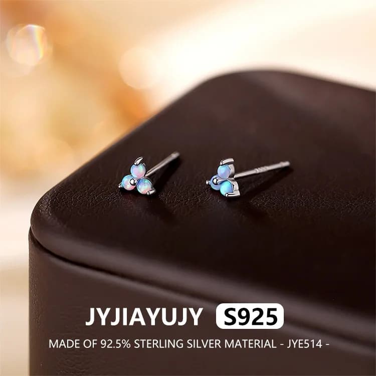 JYJIAYUJY 100% Intero Originale Sterling Silver S925 Orecchini con perno Colorato Tre Petali Fiore Gioelleria Raffinata E Alla Moda Regalo Quotidiano JYE514