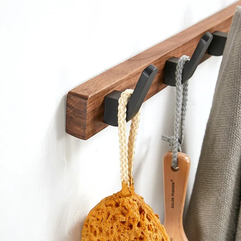 Wall Hanger Hook for Bathroom Solid Wood, Striped Clothes Hanger, Black/White Aluminum Clothes Hanger, Hook for Coats and Hats for Door/Winter
