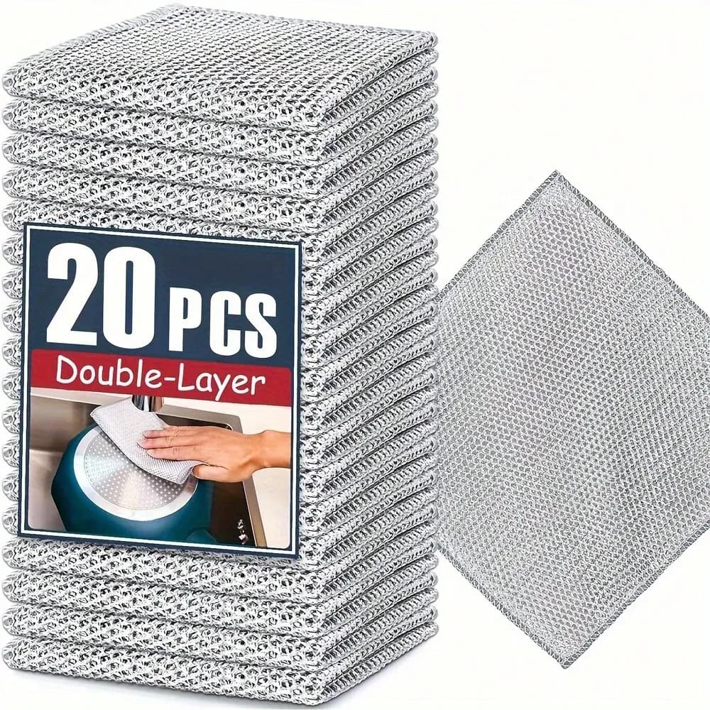 Set of 10 Sponges in Metallic Wire, Double Layer, Potential Cleansing for Pens, Lavelli, Plates
