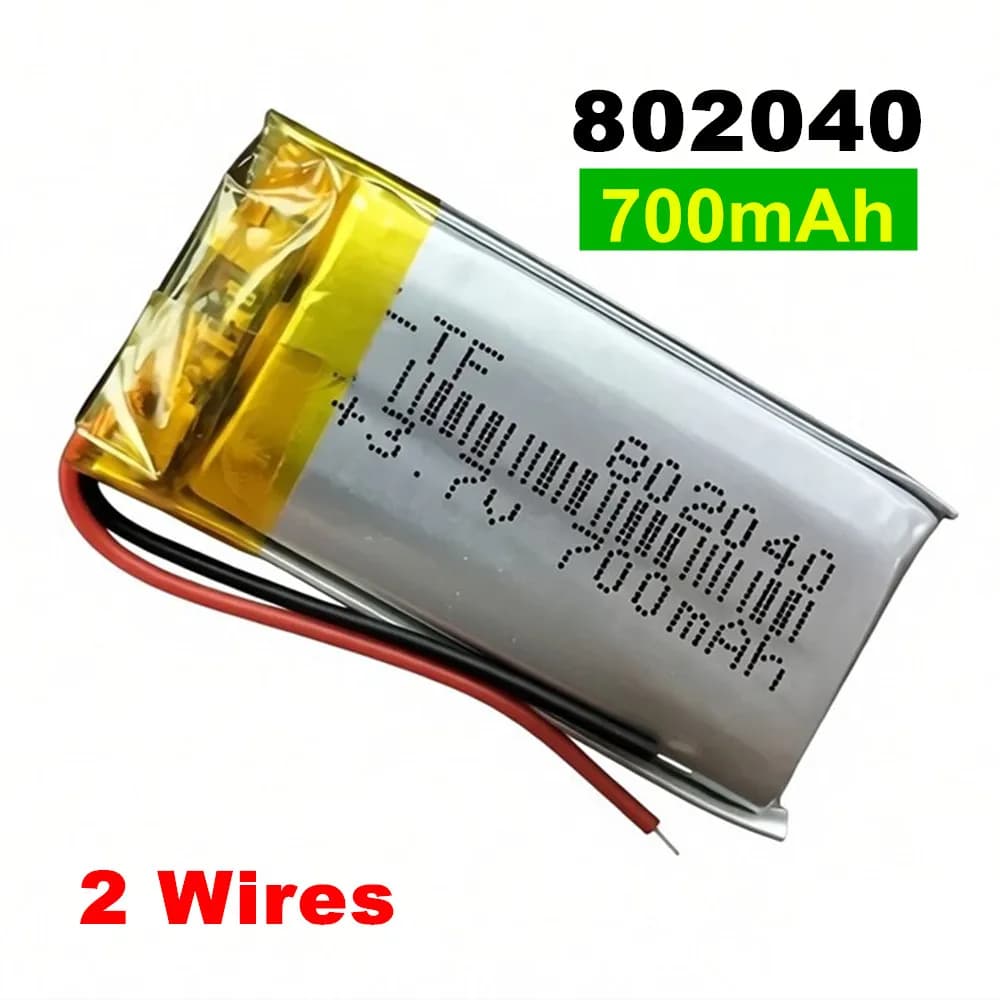 802040 700mAh 3.7V Lithium Polymer Rechargeable Battery For MP3 MP4 GPS LED Toys Bluetooth Headset Recording Pen Massager Part
