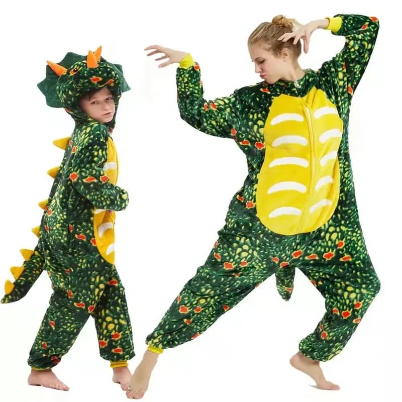 2025 Nuovo Halloween Dinosauro Animale Del Fumetto Con Cappuccio Tute Per Bambini Onesies Kigurumi Drago Pijama Panda Degli Indumenti Da Notte Per Adulti