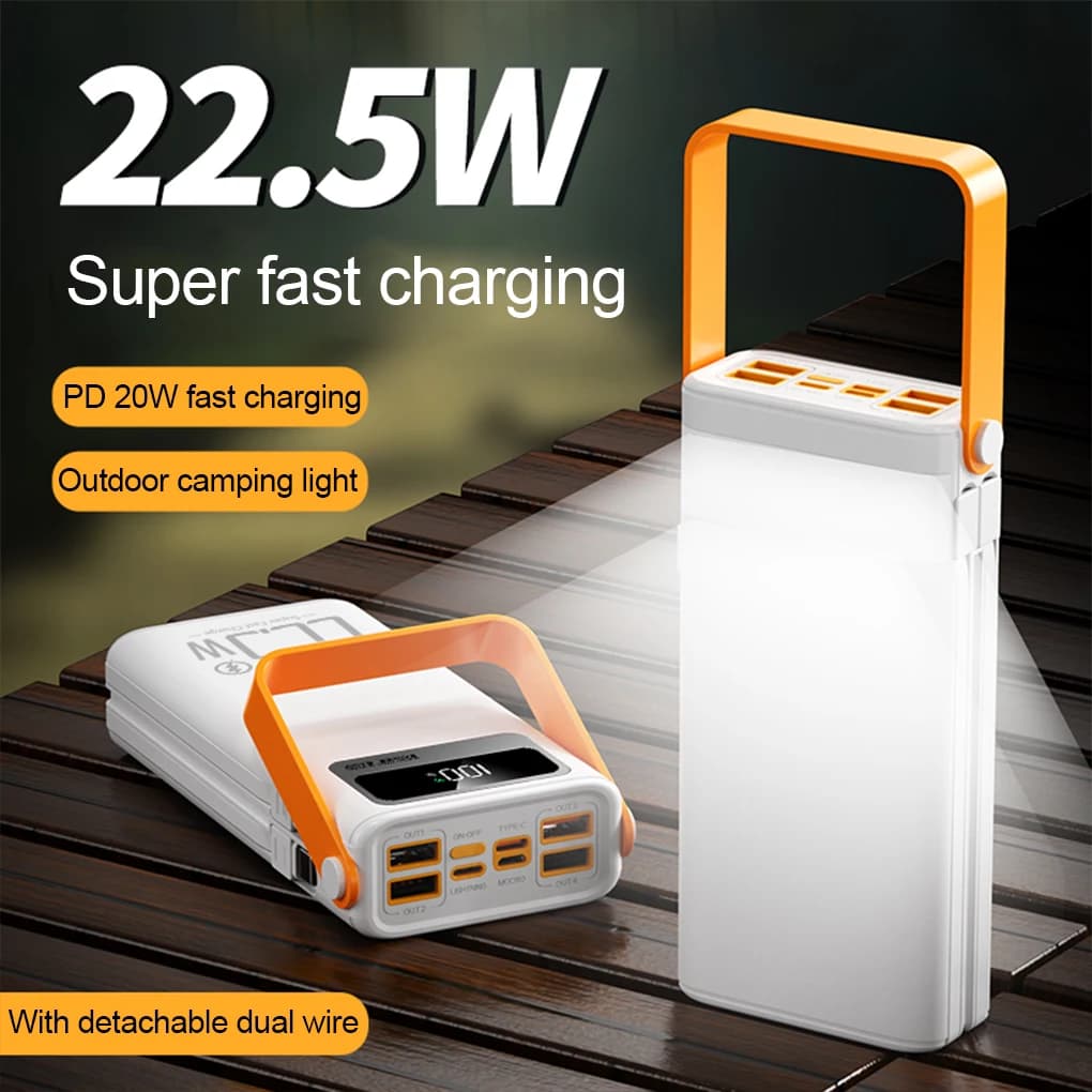 Stazione di alimentazione a ricarica rapida da 22,5 W Generatore solare portatile da 20000 mAh LED per telefono da campeggio Banca di alimentazione di emergenza esterna